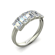 Demi-alliance 5 diamants naturels Émeraudes 2.00 carat or blanc Virginie